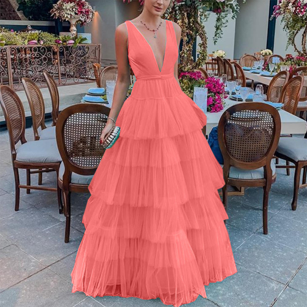 Summer New Vintage Women's Taffeta Cake Dress Spaghetti Strap V-Neck Ruffled Edge Summer New Vintage Women's Taffeta Cake Dress Spaghetti Strap V-Neck Ruffled Edge